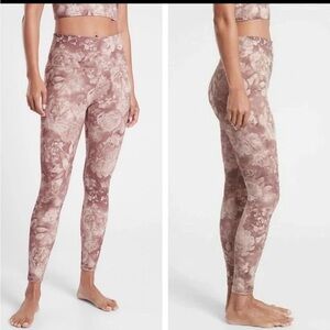 Athleta Women's Antoinette Pink Floral Elation Top (S) & Leggings (M) set